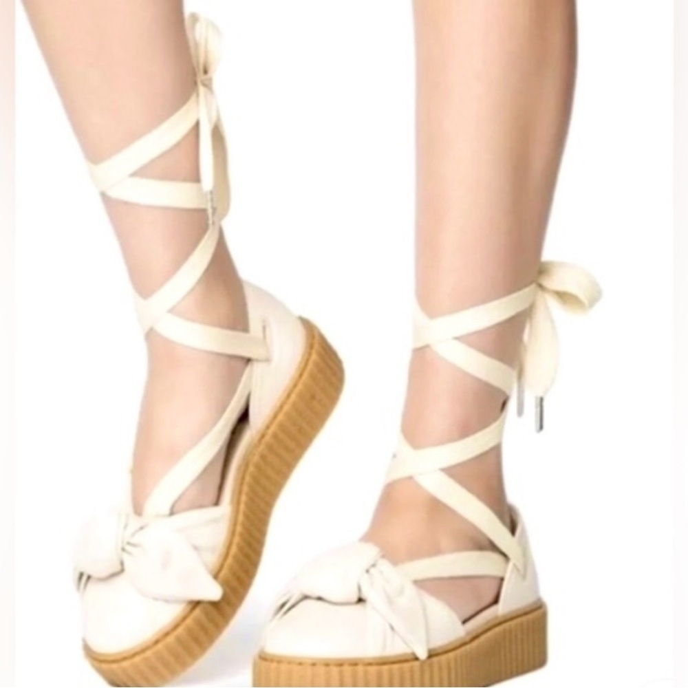 Fenty Puma Bow Sandals in Oatmeal Color
